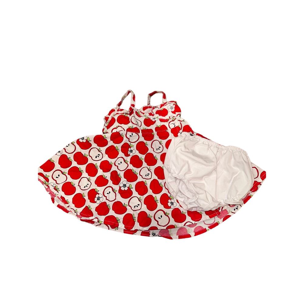 GYMBOREE Adorable Apple Print Twirl Dress & Bloomers Sz. 6-12M EUC  Comfort - Picture 7 of 14